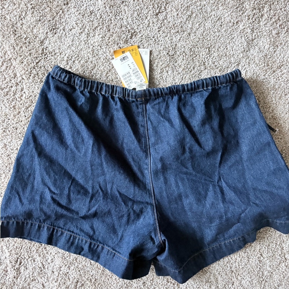H&M Dark Blue Denim-Look Elastic Waist Women’s Shorts